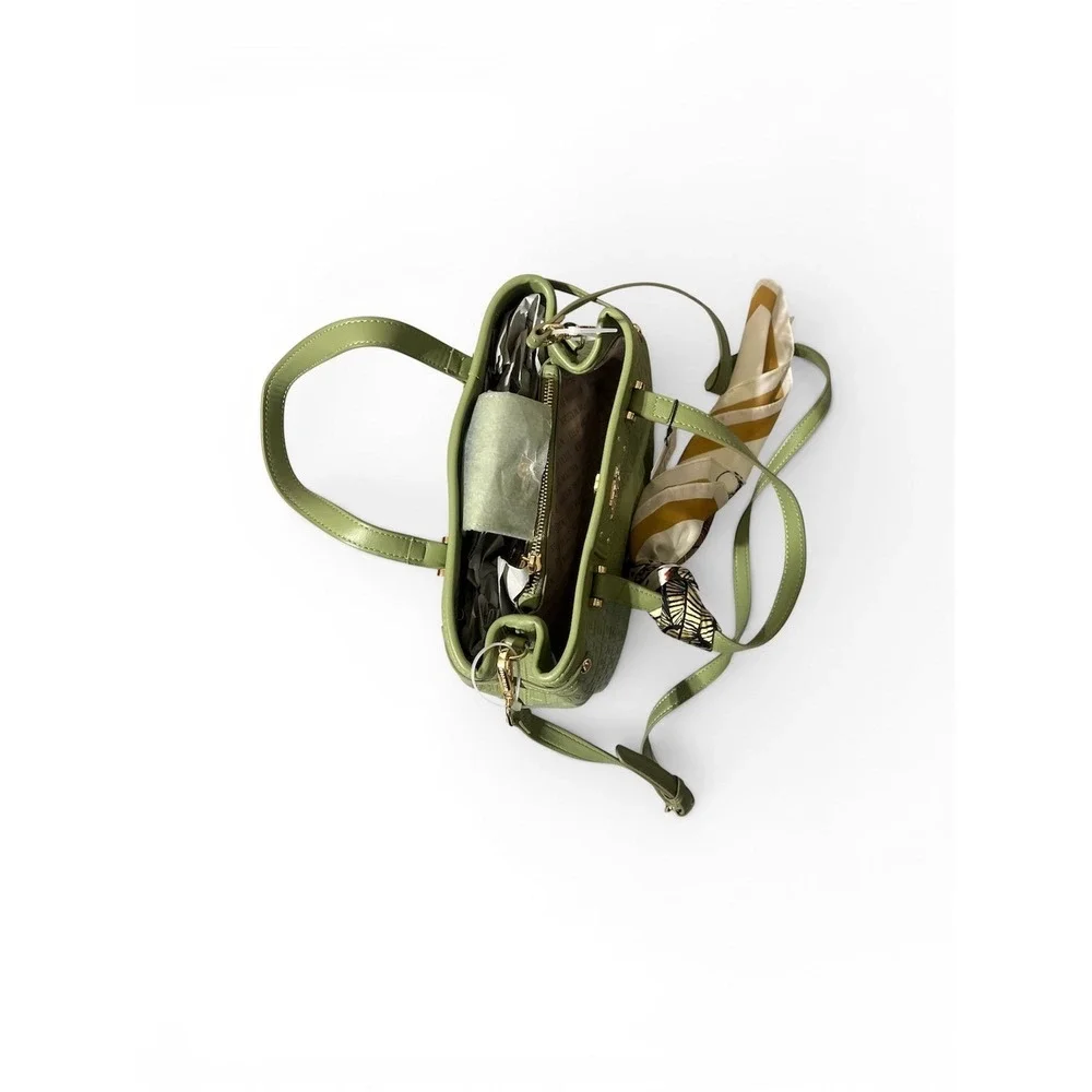 Steve Madden Satchel Womens Olive Green NWT Embossed Logo Scarf Crossbody Medium
